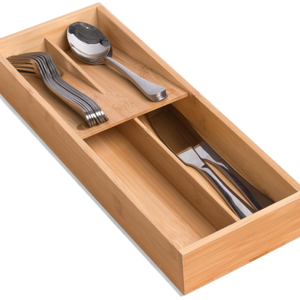 Small Bamboo Cutlery Organizer Tray