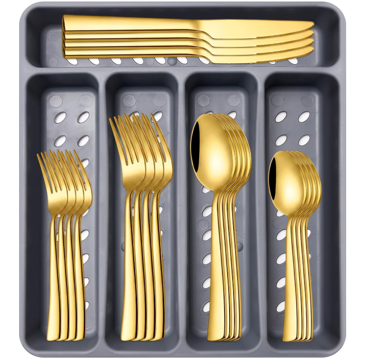Gold Stainless Steel Drawer Cutlery Organizer - Image 2