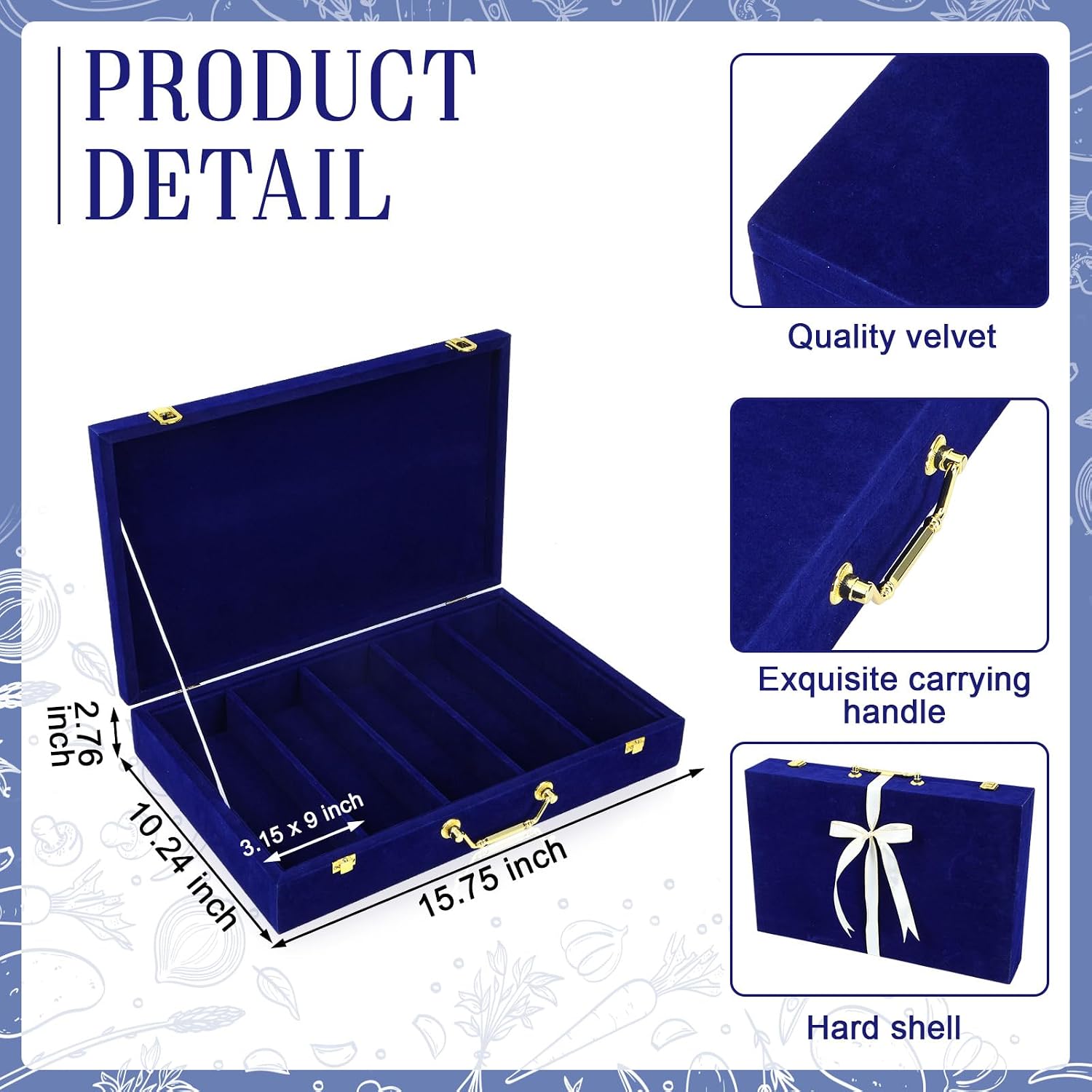 Cutlery Storage Box With Lid, Royal Blue - Image 2