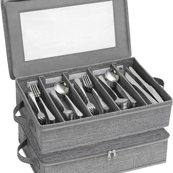 Silverware Storage Box With Zippered Lid