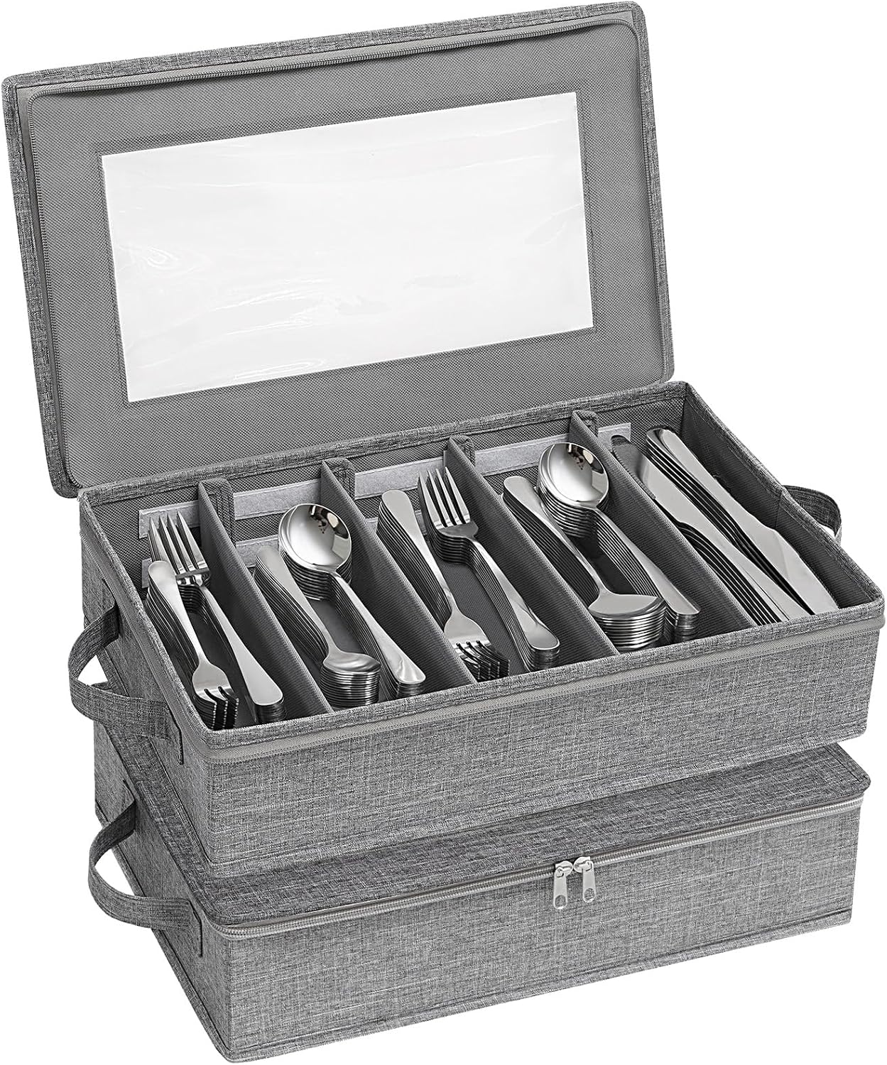 Silverware Storage Box With Zippered Lid