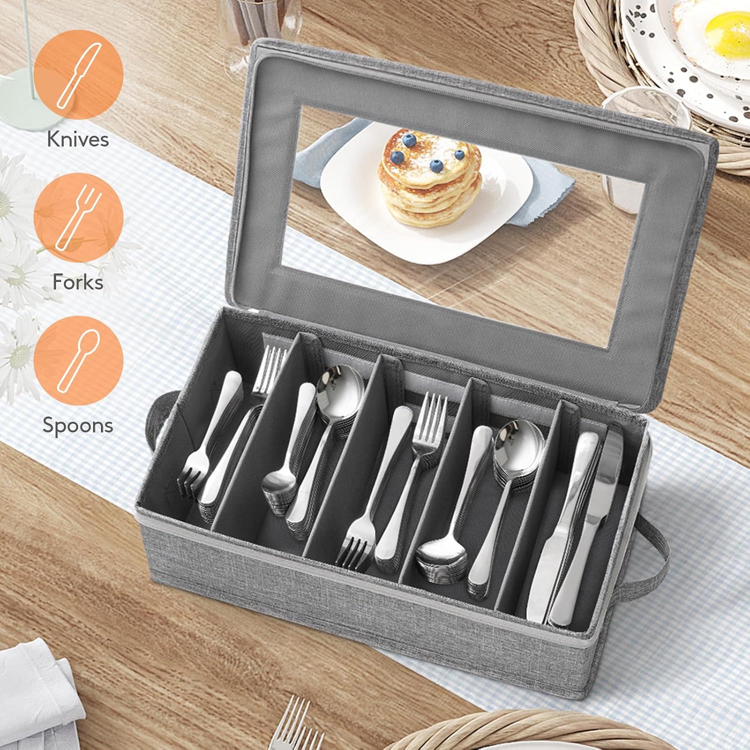 Silverware Storage Box With Zippered Lid - Image 2