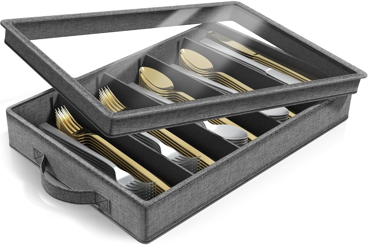 Clear Silverware Storage Box With Lid