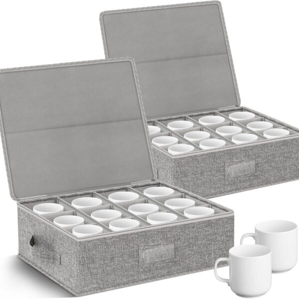 Hard-Shell Cup Storage Box, 2-Piece Set For Moving